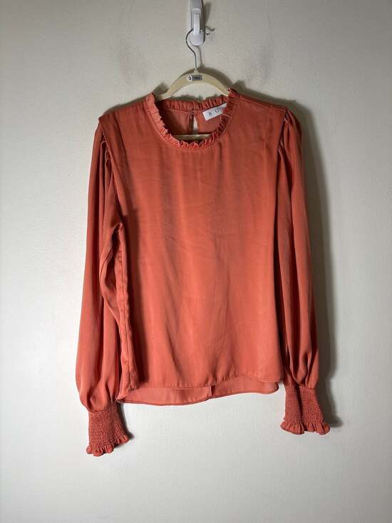 Buru Tops - Buru Muted Orange Long Smocked Sleeve Top Sz L